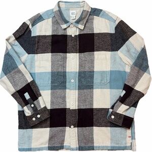 BDG Urban Outfitters Blue/ Brown Plaid Button-Down Flannel Shirt Men's Large